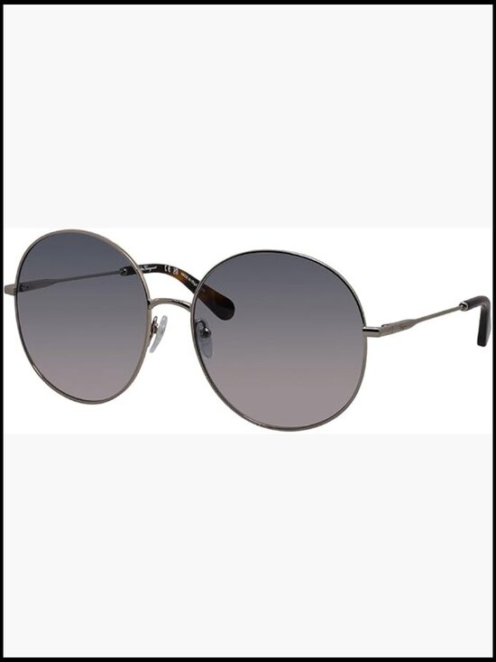 Rose Gold Metal Round Sunglasses Blue Gradient Lens